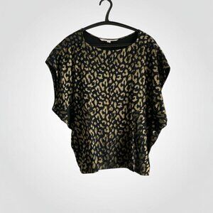 DVF Diane Von Furstenberg Metallic Gold Animal Jacquard top Size 6